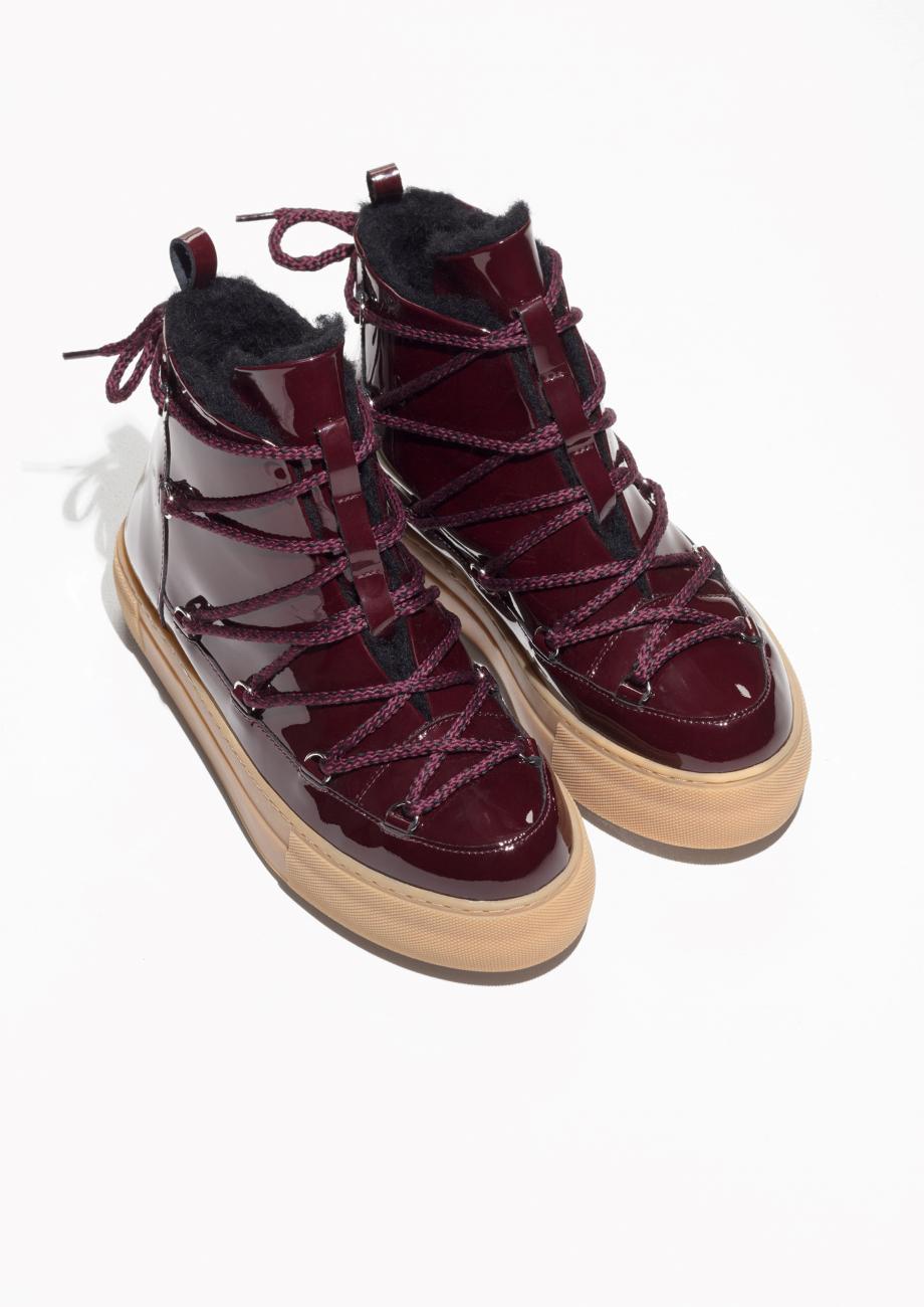 & Other Stories Patent Leather Snow Boots in Burgundy (Purple) - Lyst