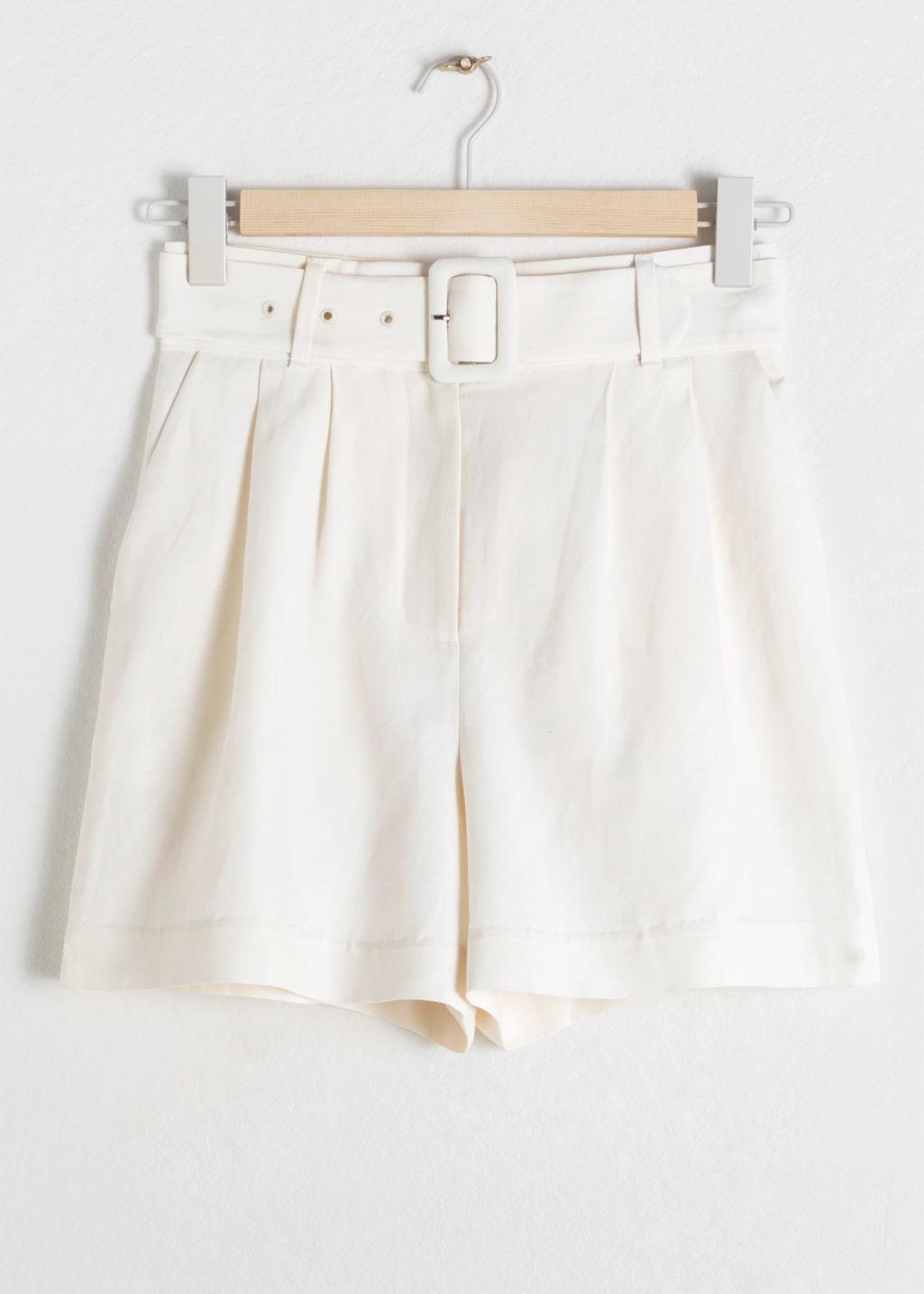 Other Stories Belted Linen Blend Shorts 