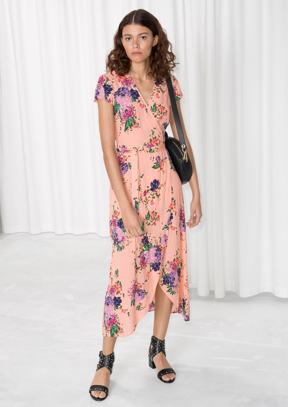 & Other Stories Floral Wrap Dress in Pink | Lyst