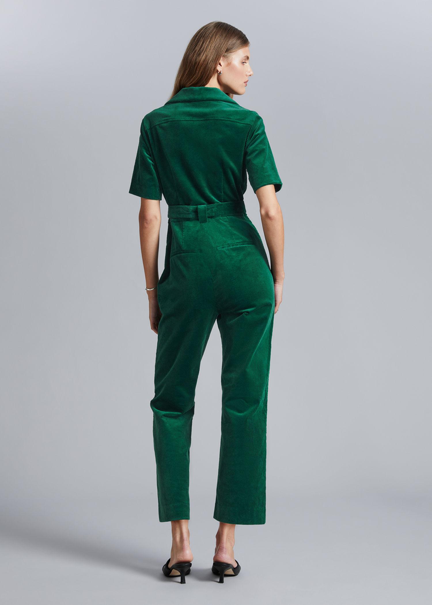  Other Stories Belted Corduroy Jumpsuit in Green