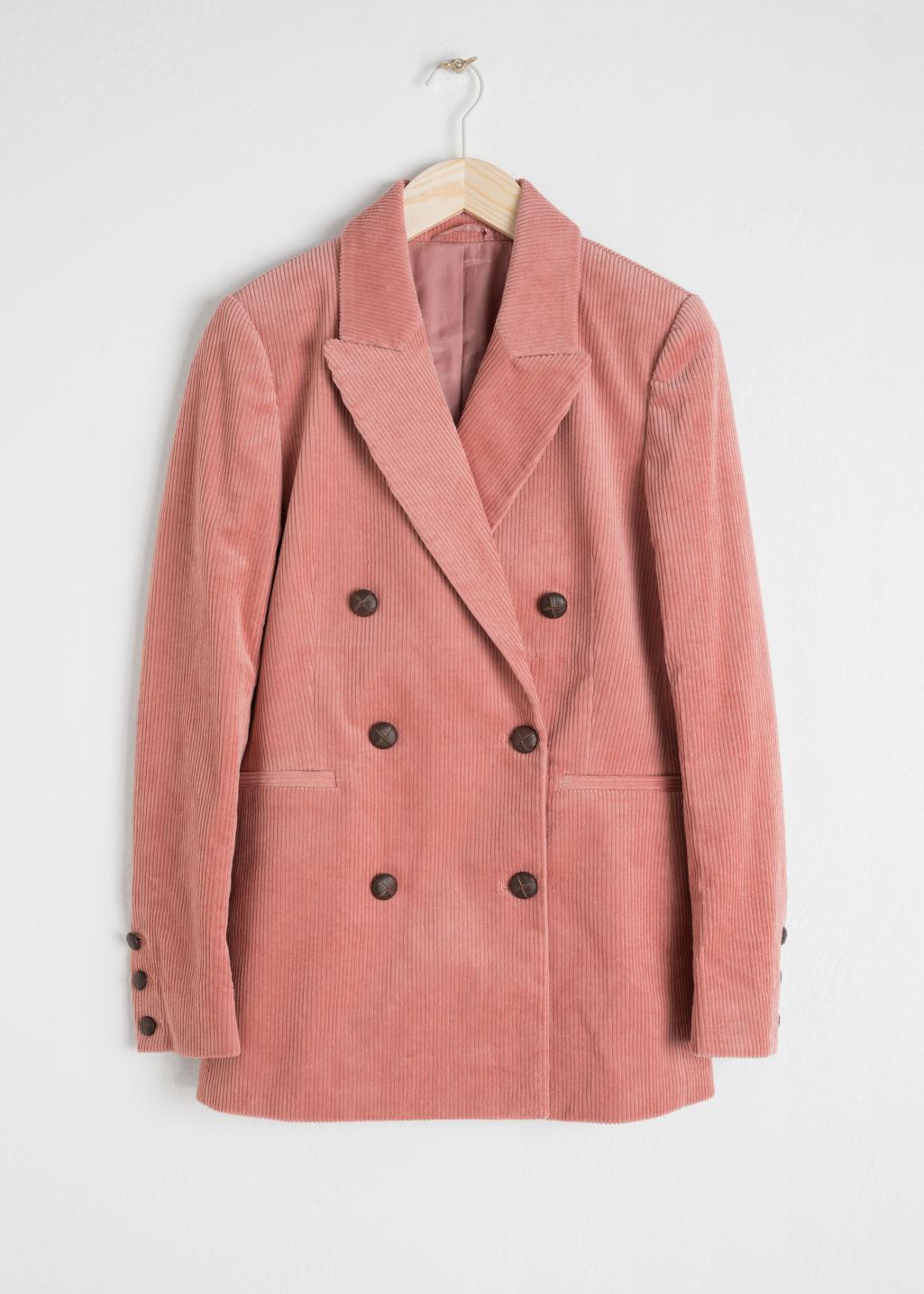& Other Stories Double Breasted Corduroy Blazer in Pink | Lyst