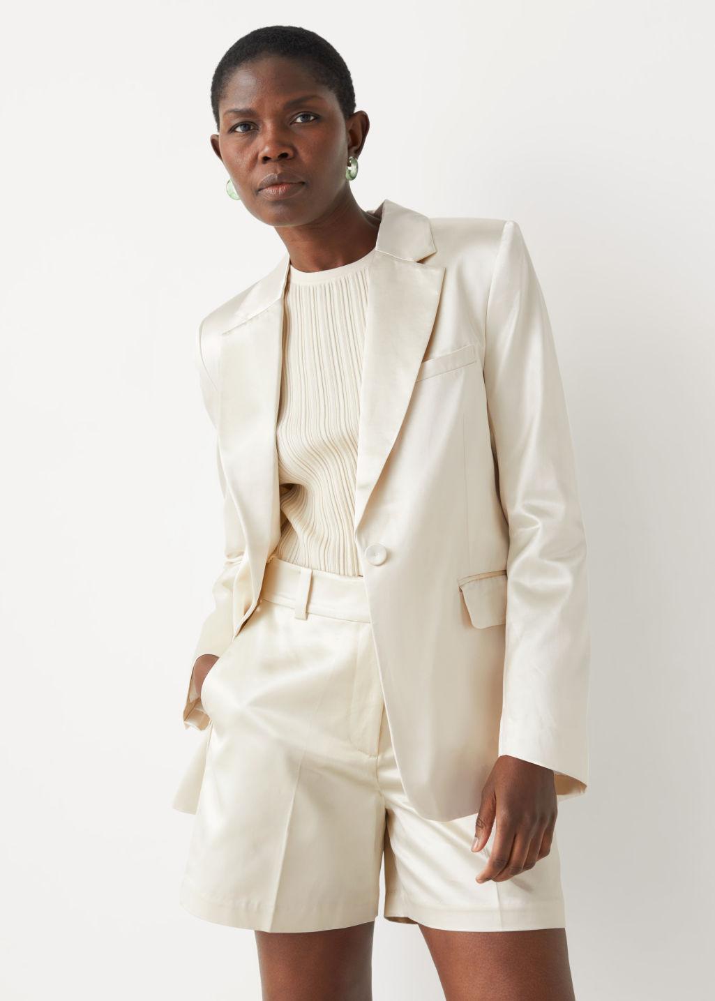 \u0026 Other Stories Satin Blazer in Natural 