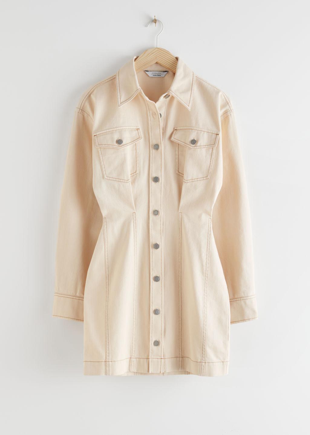 & Other Stories Hourglass Belted Denim Mini Dress in Natural | Lyst Canada