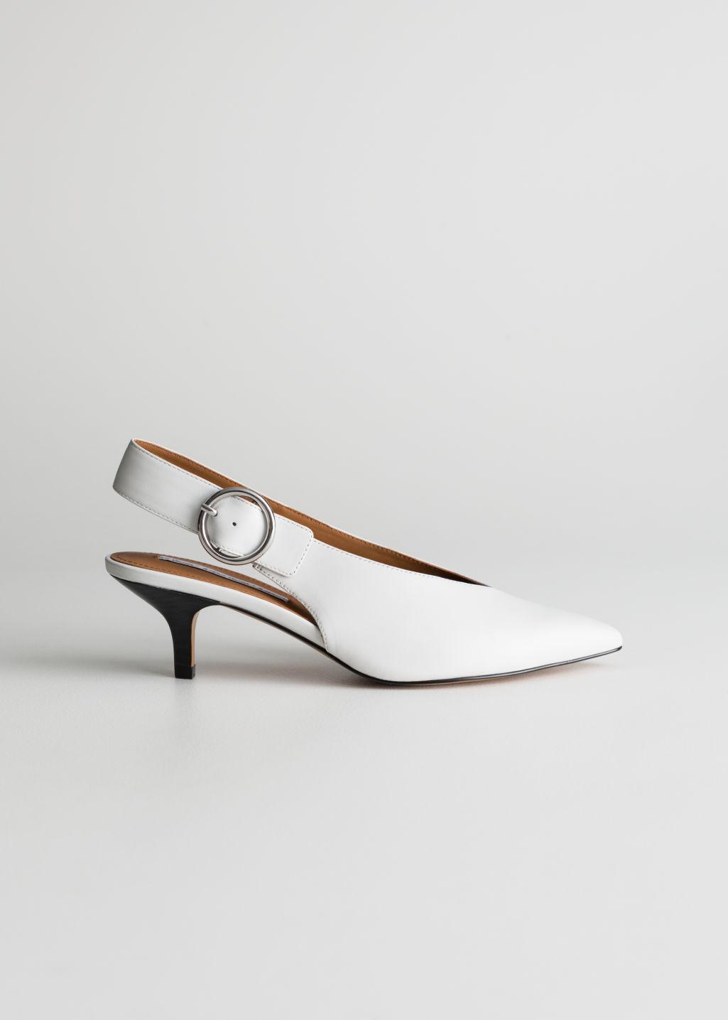 Stitch Slingback Heel White – Elleme