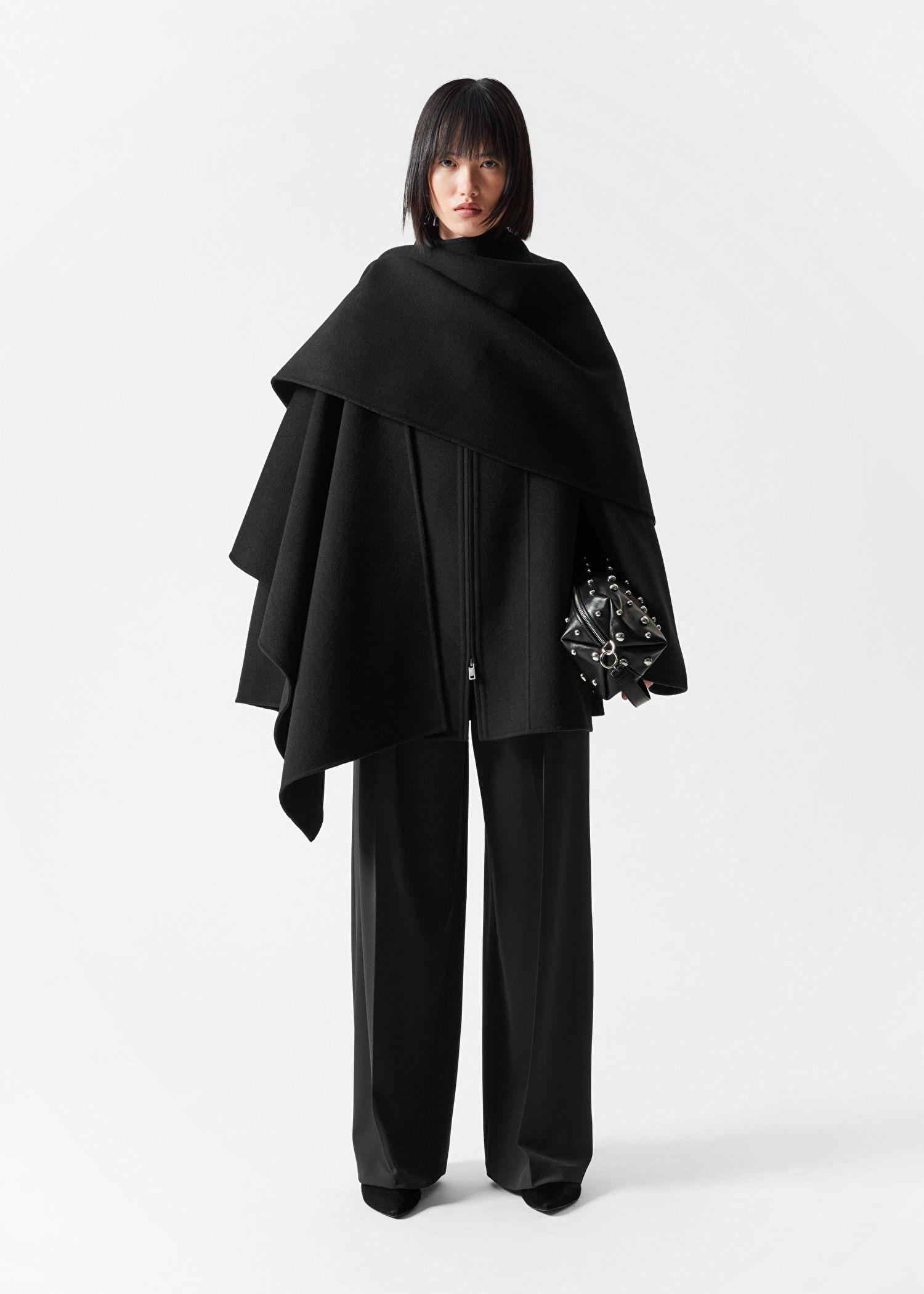 Other Stories Asymmetric Wool Cape in Black Lyst UK