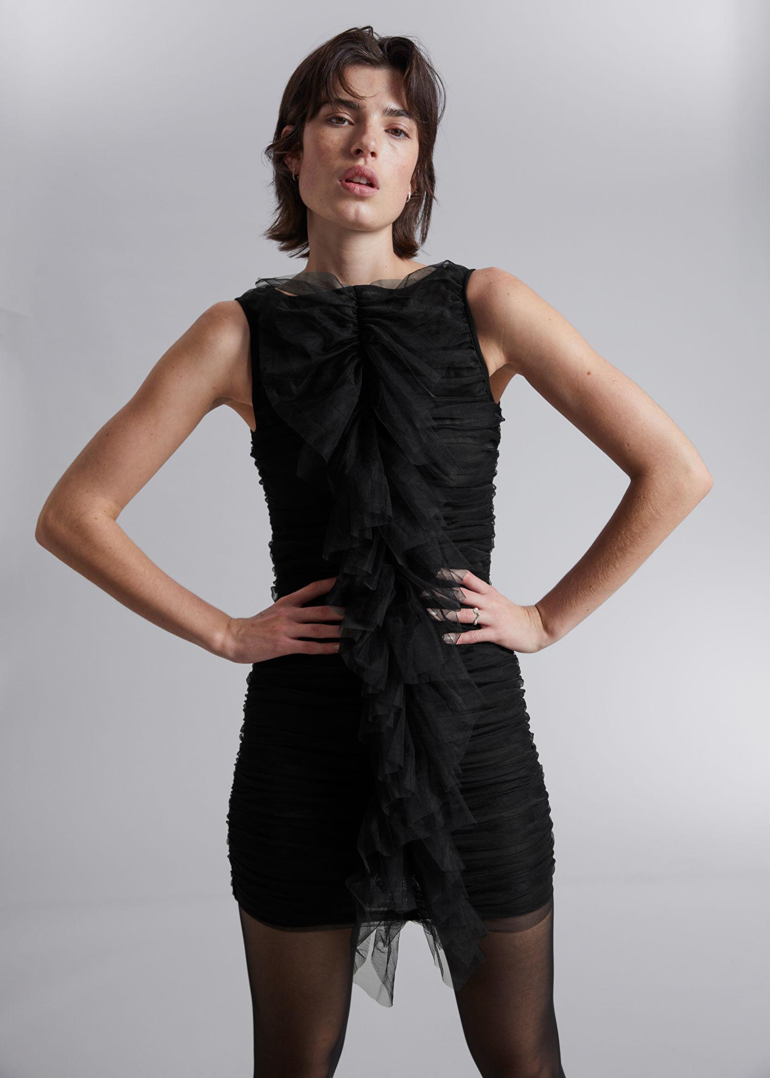 Ruffled Tulle Mini Dress