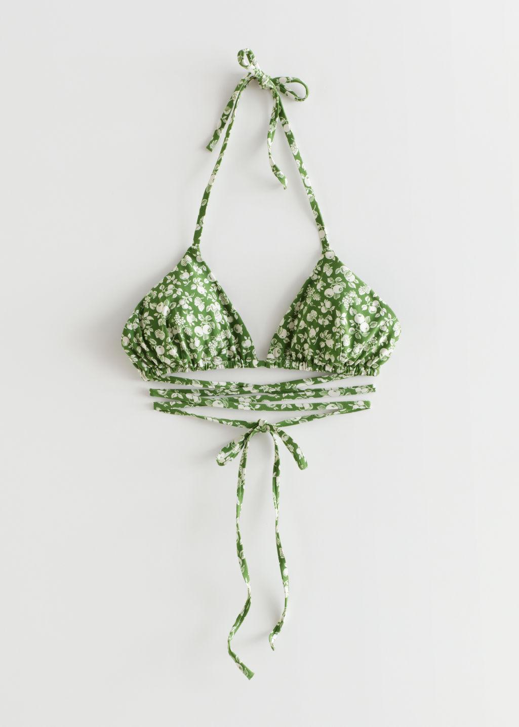 & Other Stories Criss-cross Triangle Bikini Top in Green | Lyst