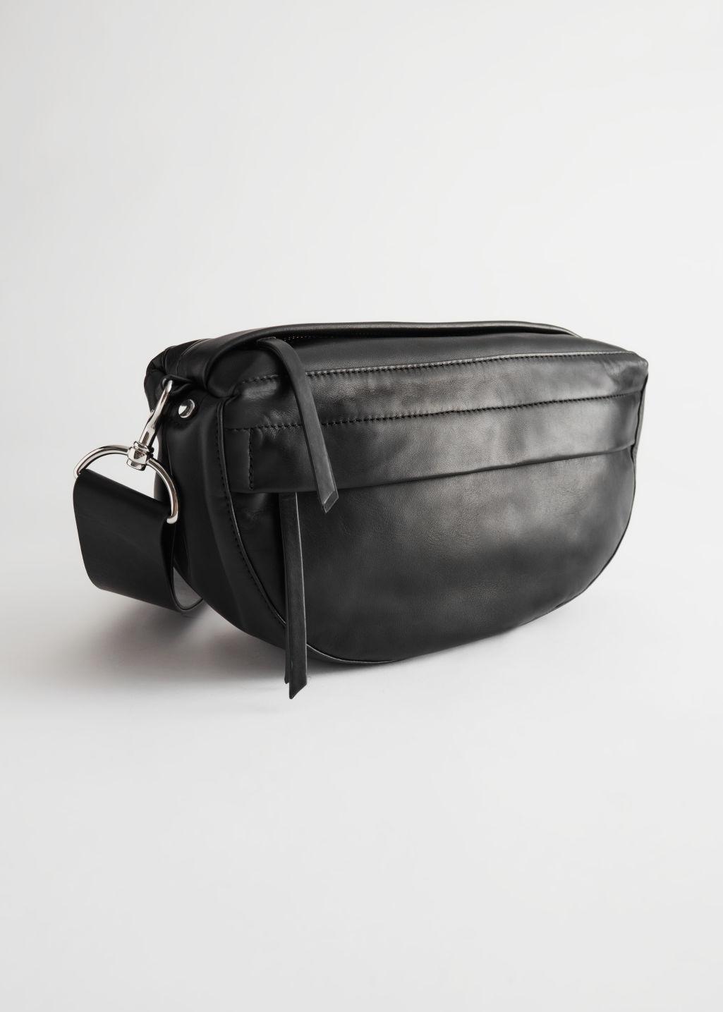 & Other Stories Leather Half Moon Crossbody Bag in Black | Lyst