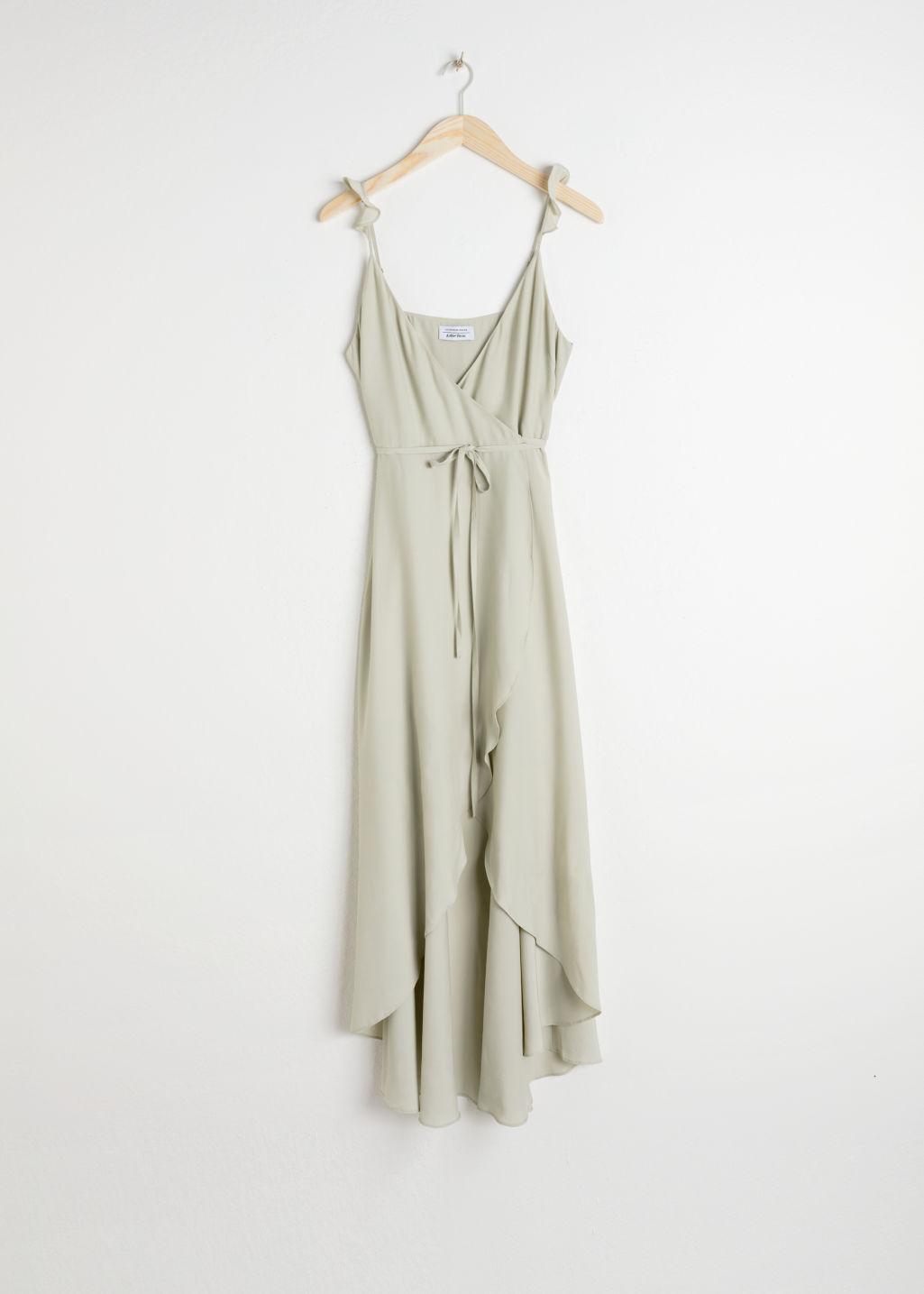 high low wrap midi dress