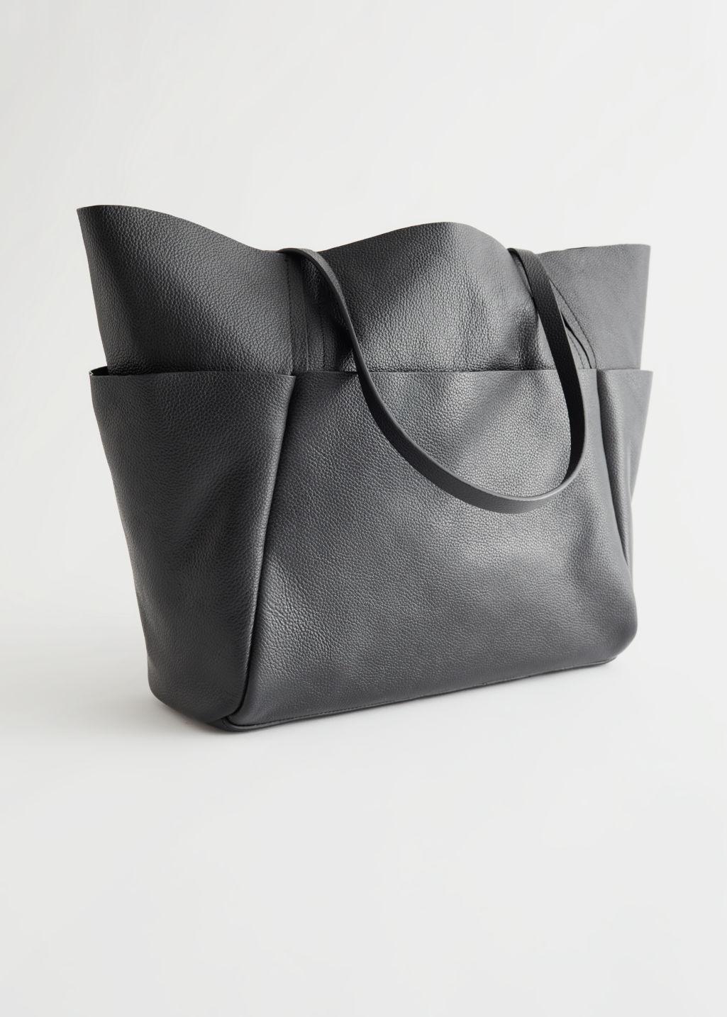  Other Stories patent leather tote bag in black