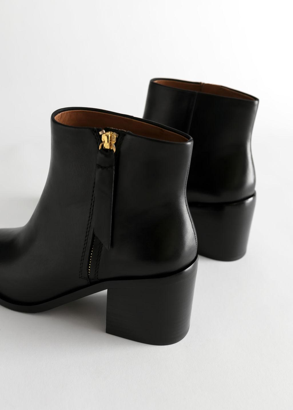 & Other Stories Pointed Leather Ankle Boots in Black | Lyst