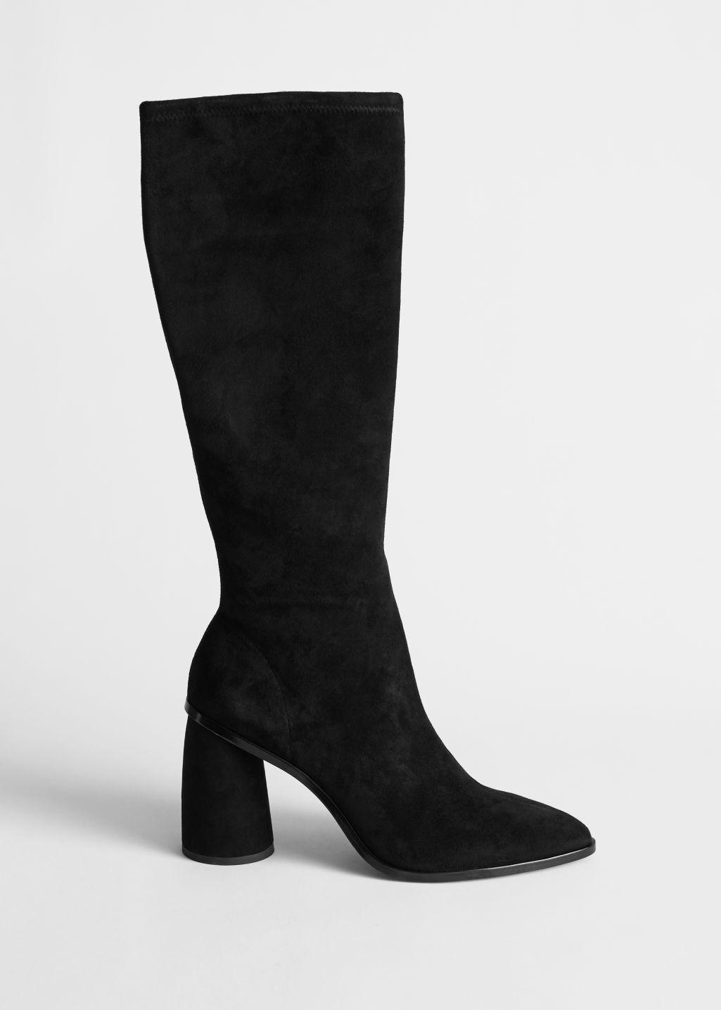 pointed knee high boots