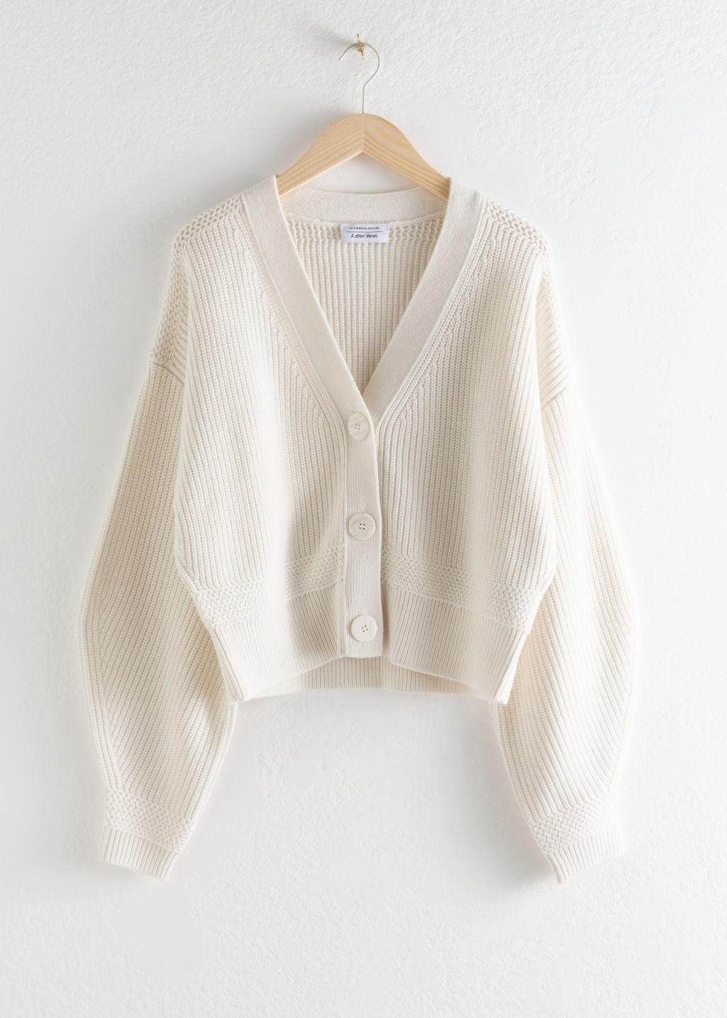 & Other Stories Cropped Cardigan in White | Lyst