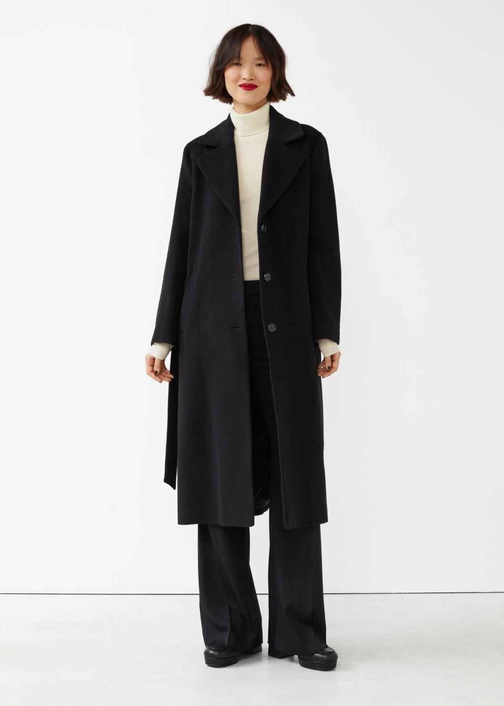 & Other Stories Relaxed Alpaca Blend Coat in Black | Lyst