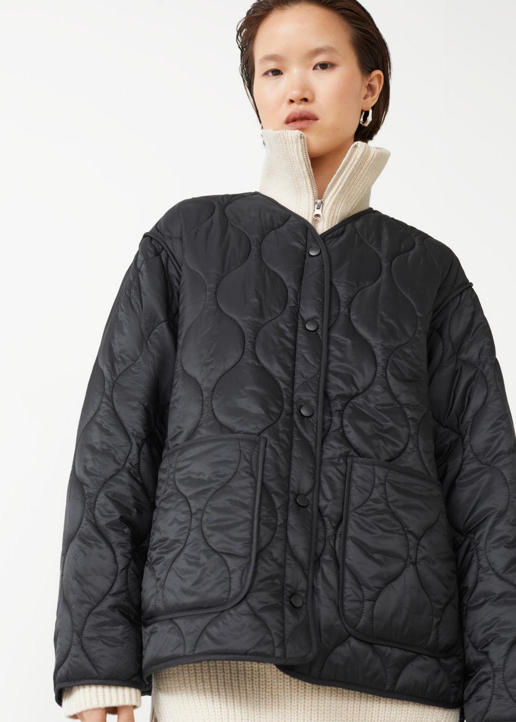 & Other Stories Oversized Wave Quilted Jacket in Black | Lyst