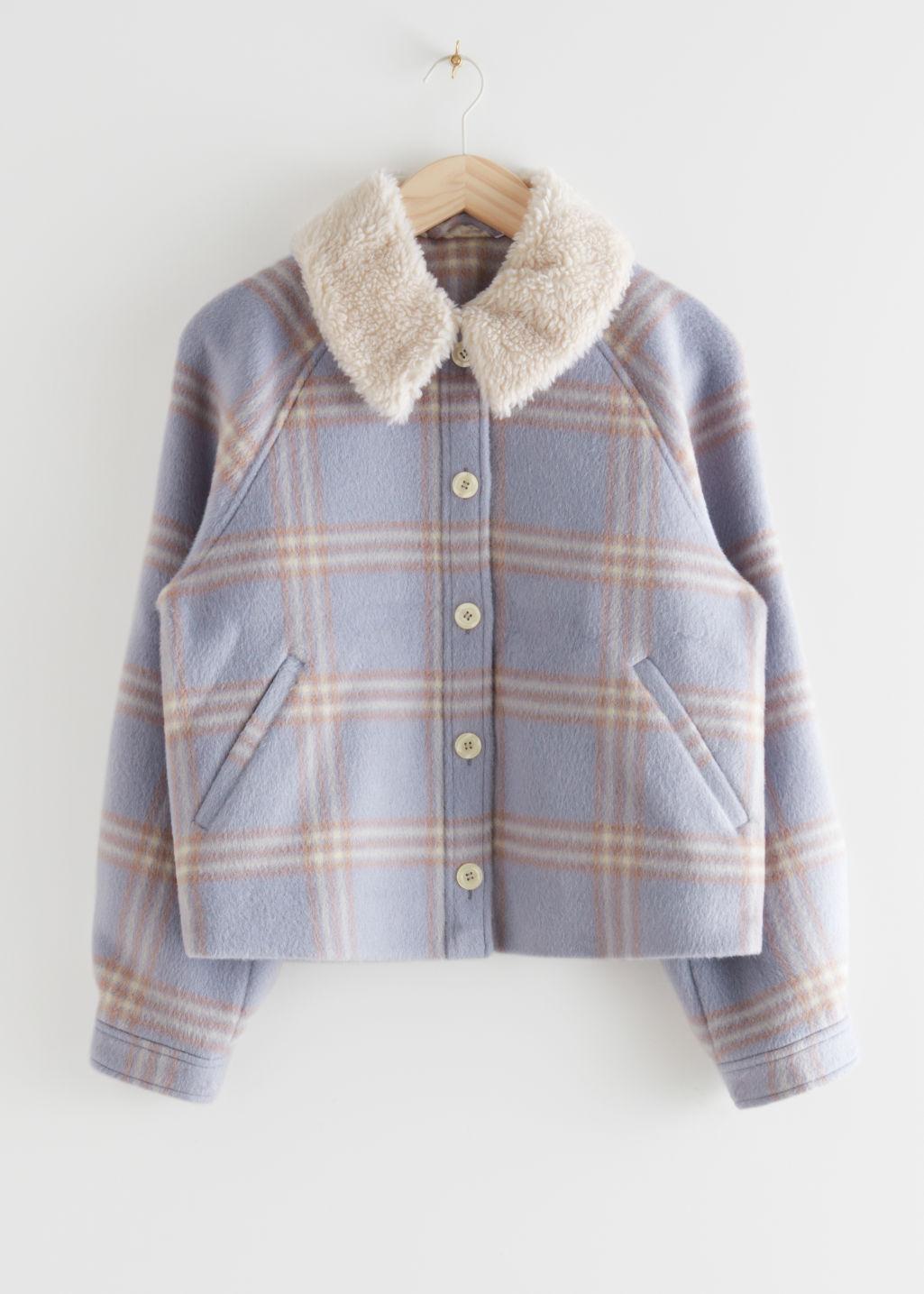 & Other Stories Collared Button Up Wool Jacket in Blue | Lyst