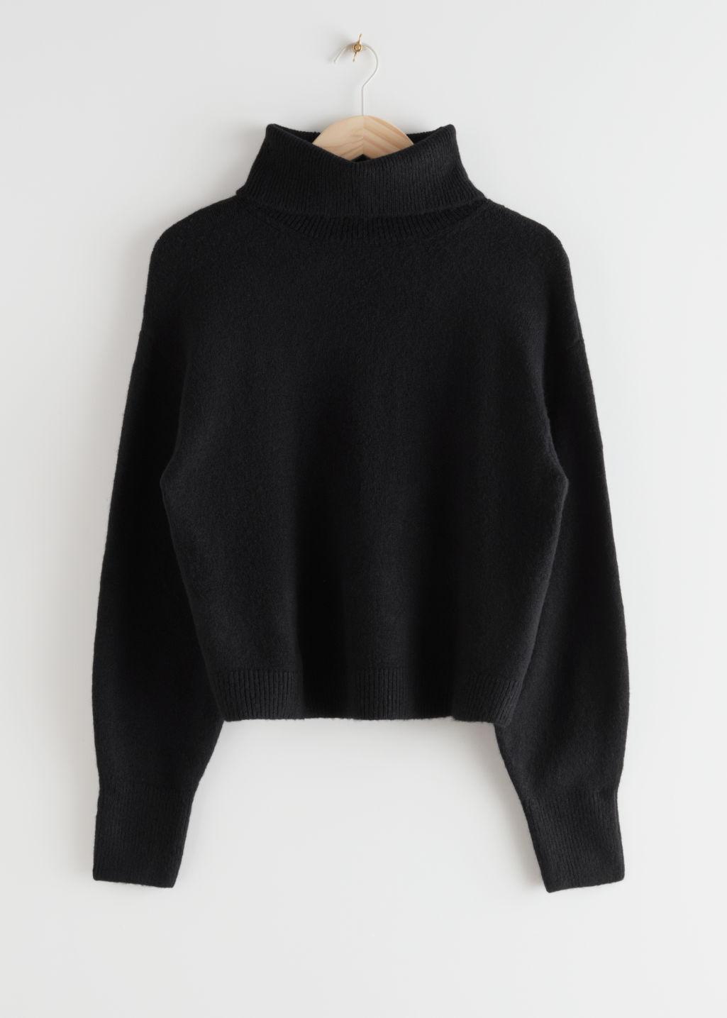 & Other Stories Oversized Cut Out Turtleneck Sweater in Black - Lyst