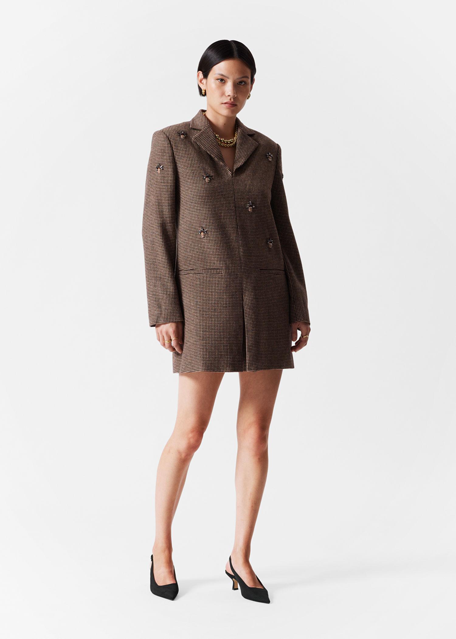 & Other Stories Bee-embroidered Blazer Mini Dress in Brown | Lyst UK