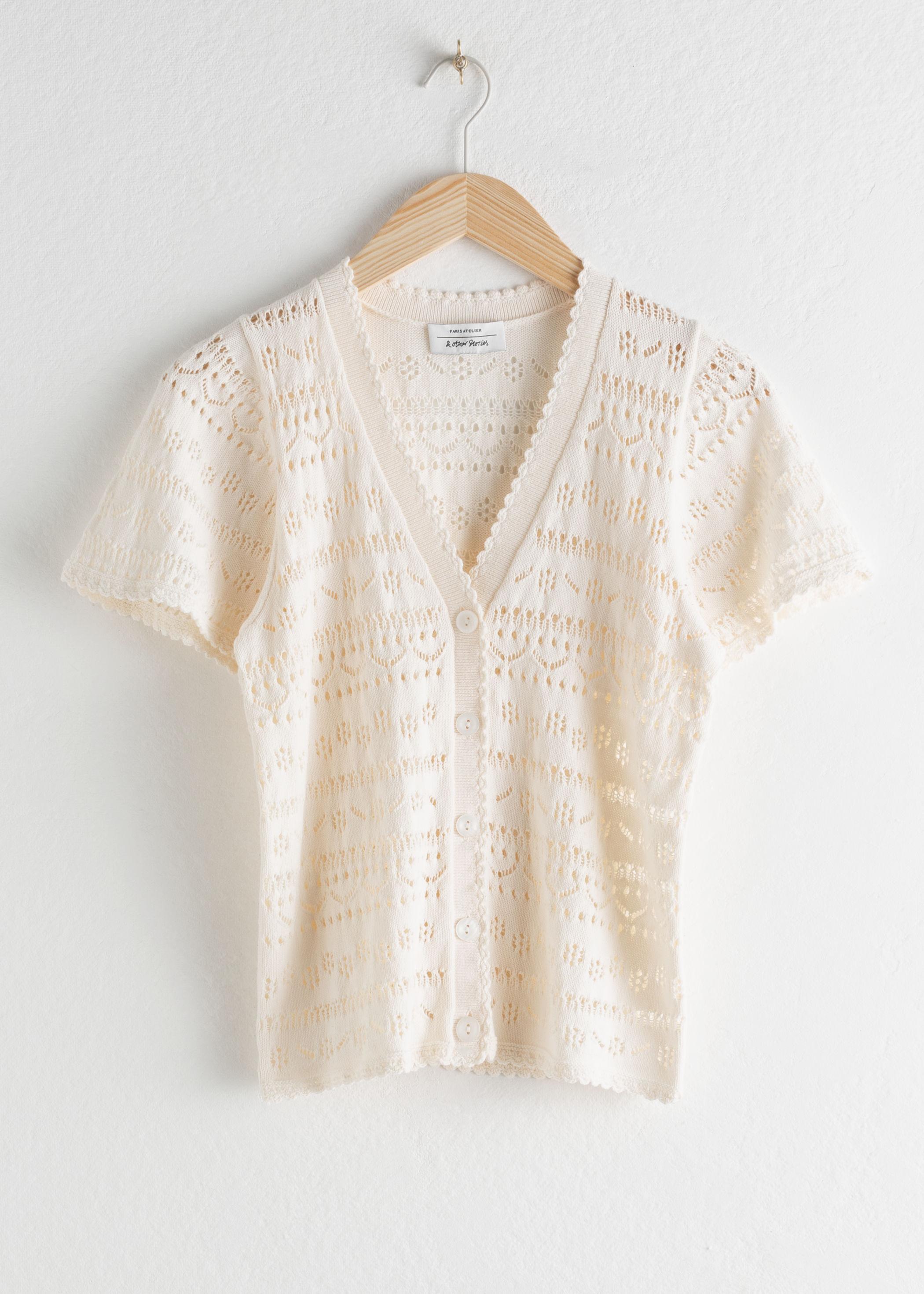 & Other Stories Cotton Crochet Short Sleeve Cardigan in White | Lyst