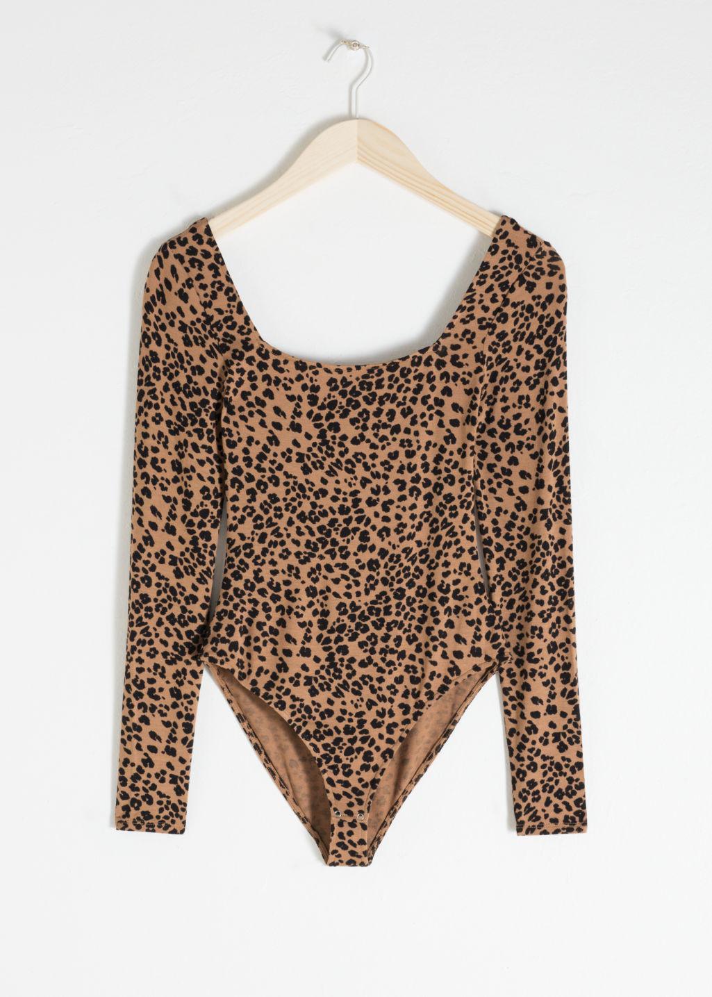 & Other Stories Long Sleeve Leopard Bodysuit in Brown - Lyst