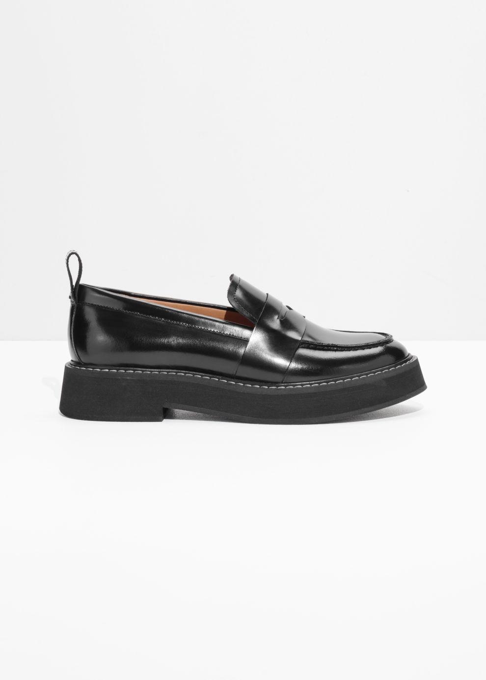 & Other Stories Leather Chunky Loafers in Black - Lyst