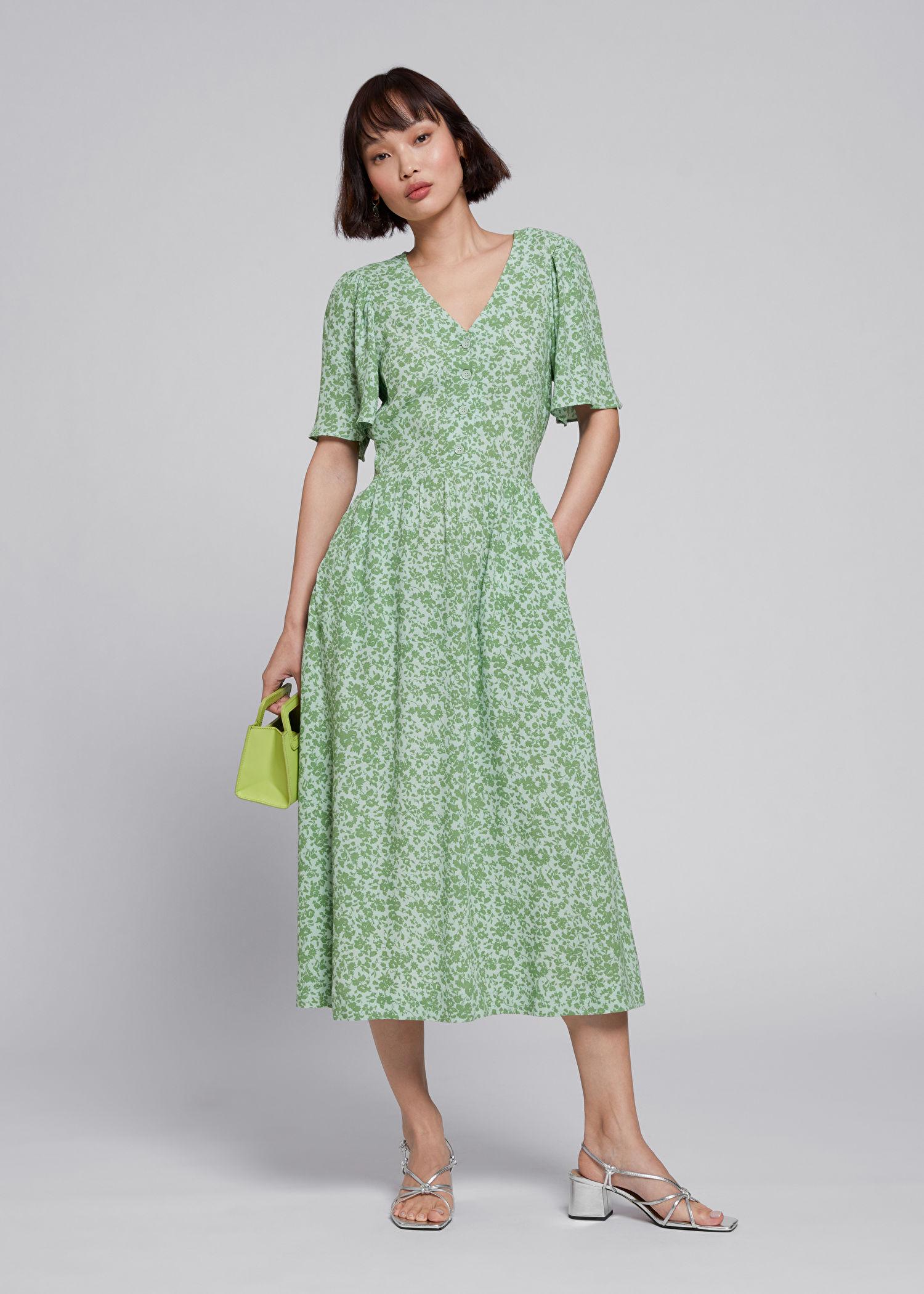 u0026 Other Stories Flutter Sleeve Midi Dress in Green | Lyst Australia
