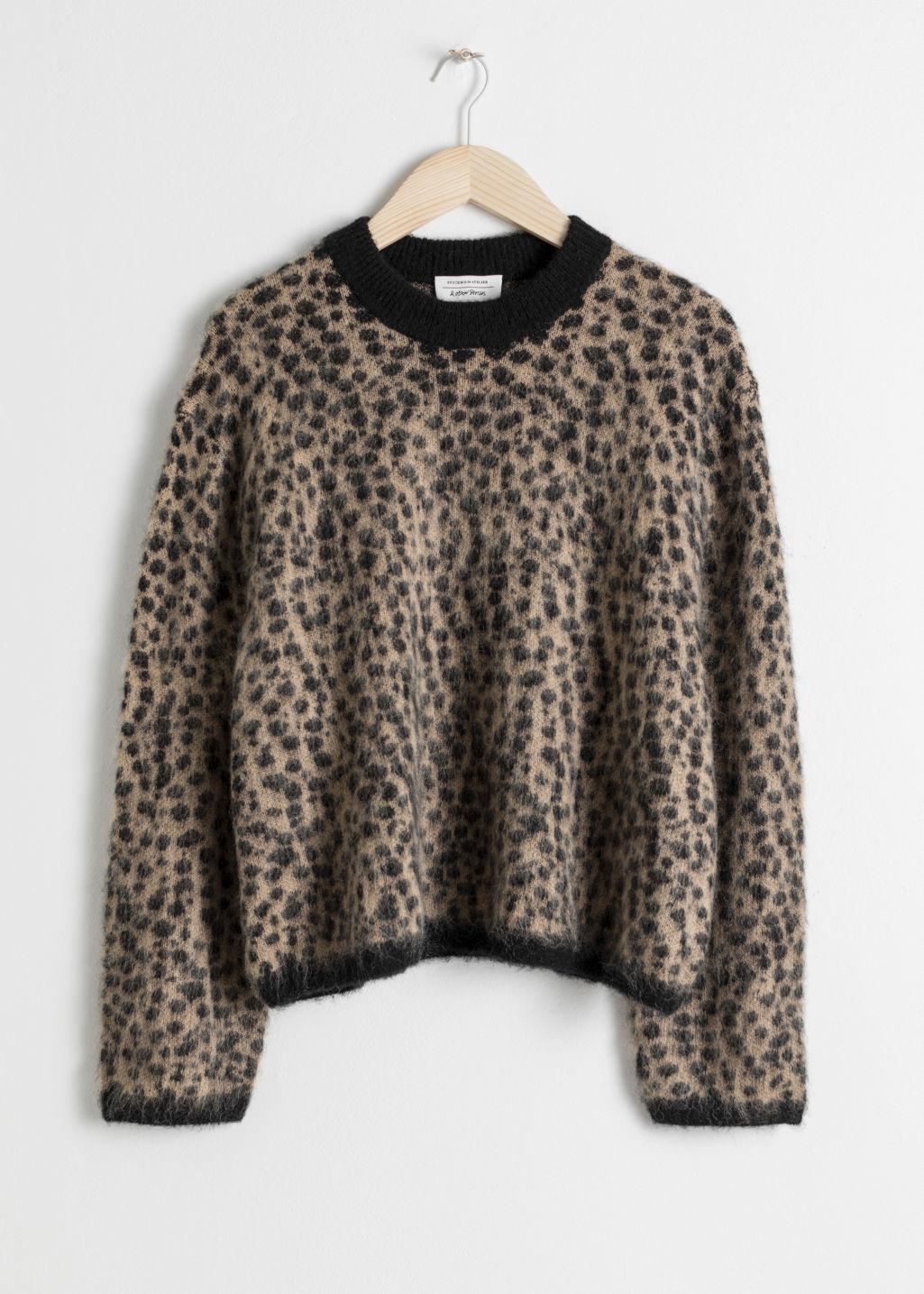 & Other Stories Wool Leopard Knit Sweater in Beige (Natural) - Lyst