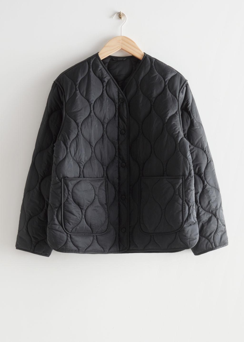& Other Stories Oversized Wave Quilted Jacket in Black | Lyst