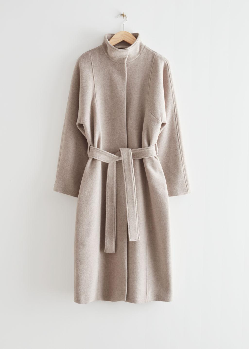 Other Stories Belted Wool Coat in Beige 