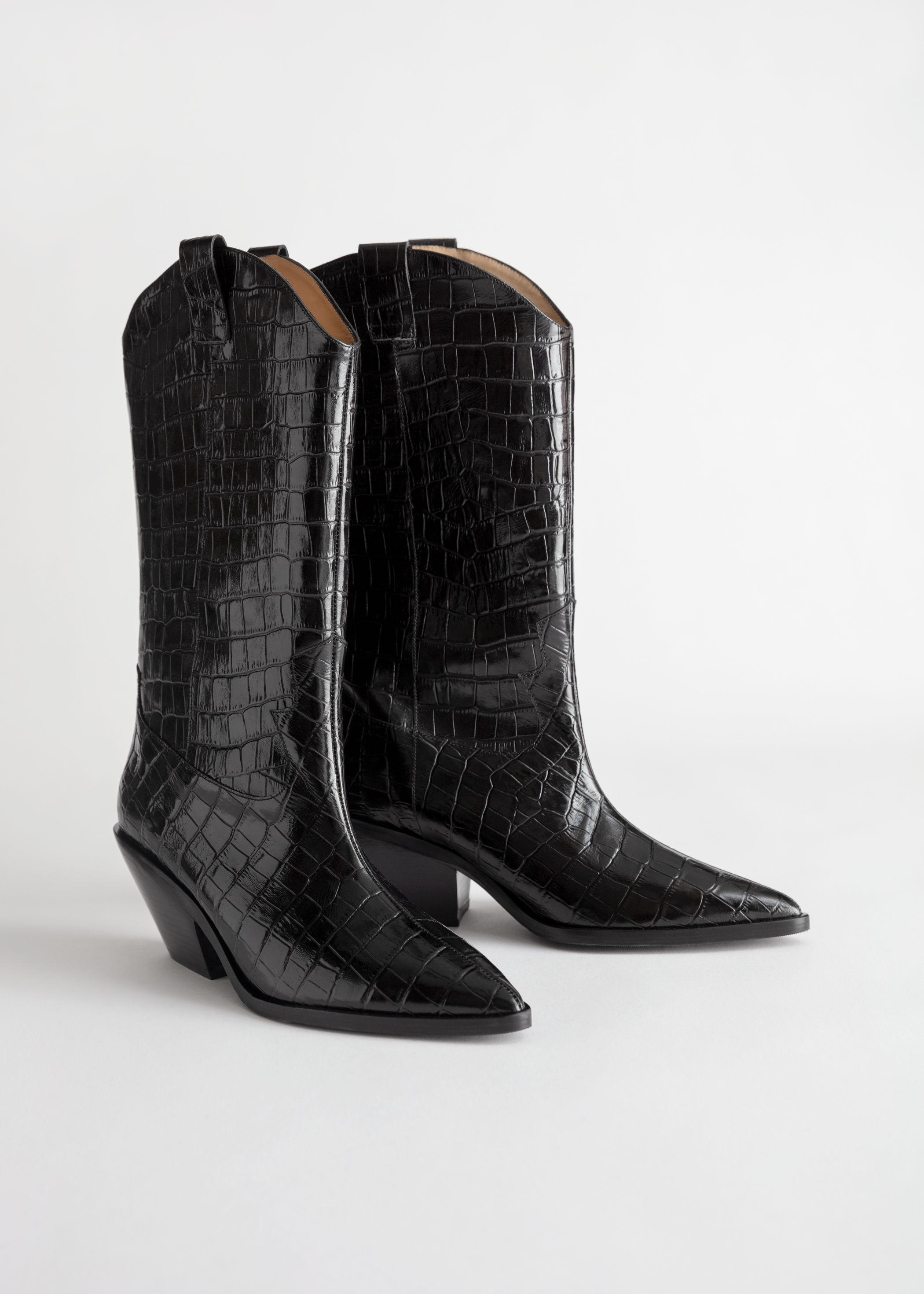 croc leather boots