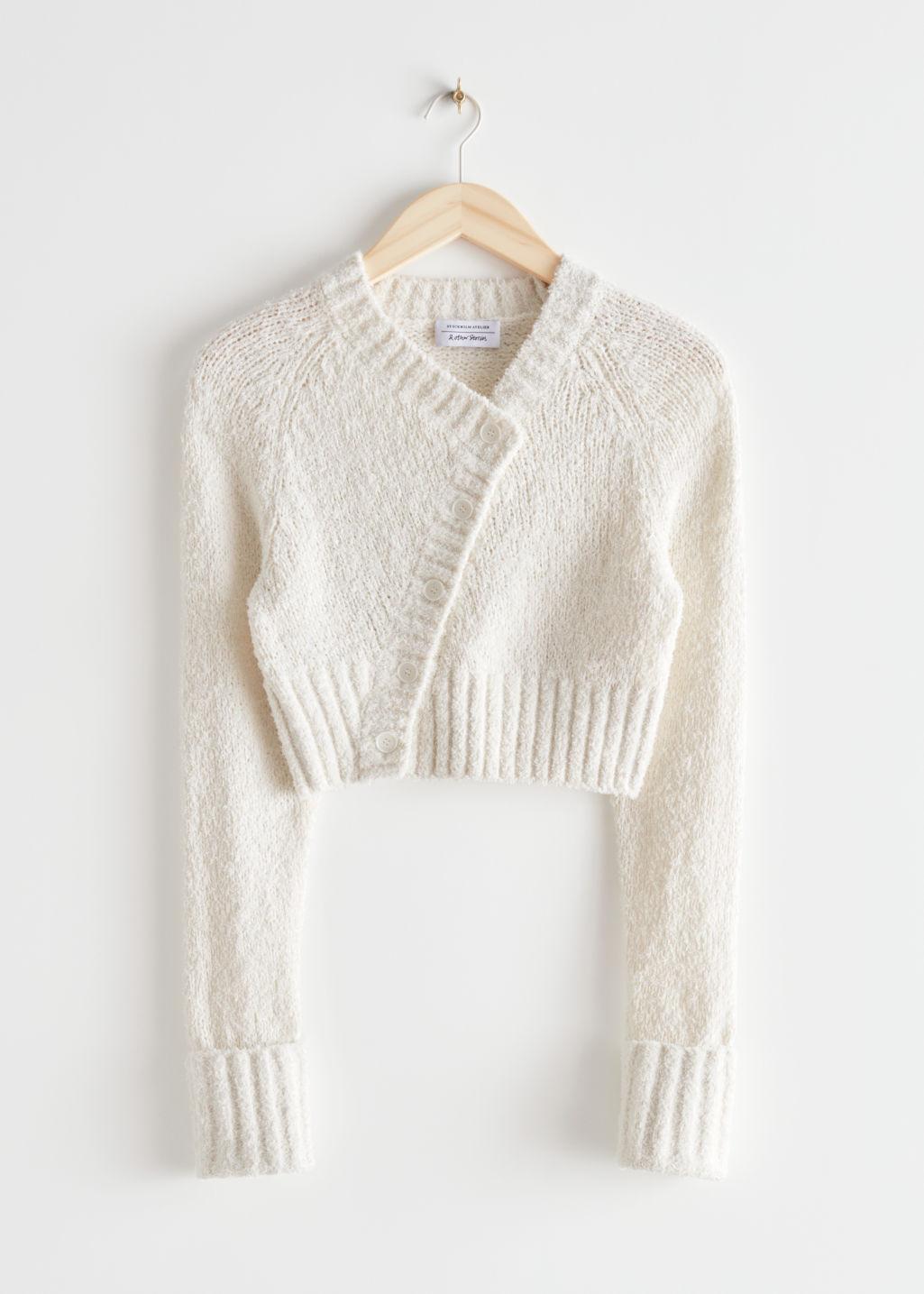 & Other Stories Asymmetric Knit Cardigan in White | Lyst
