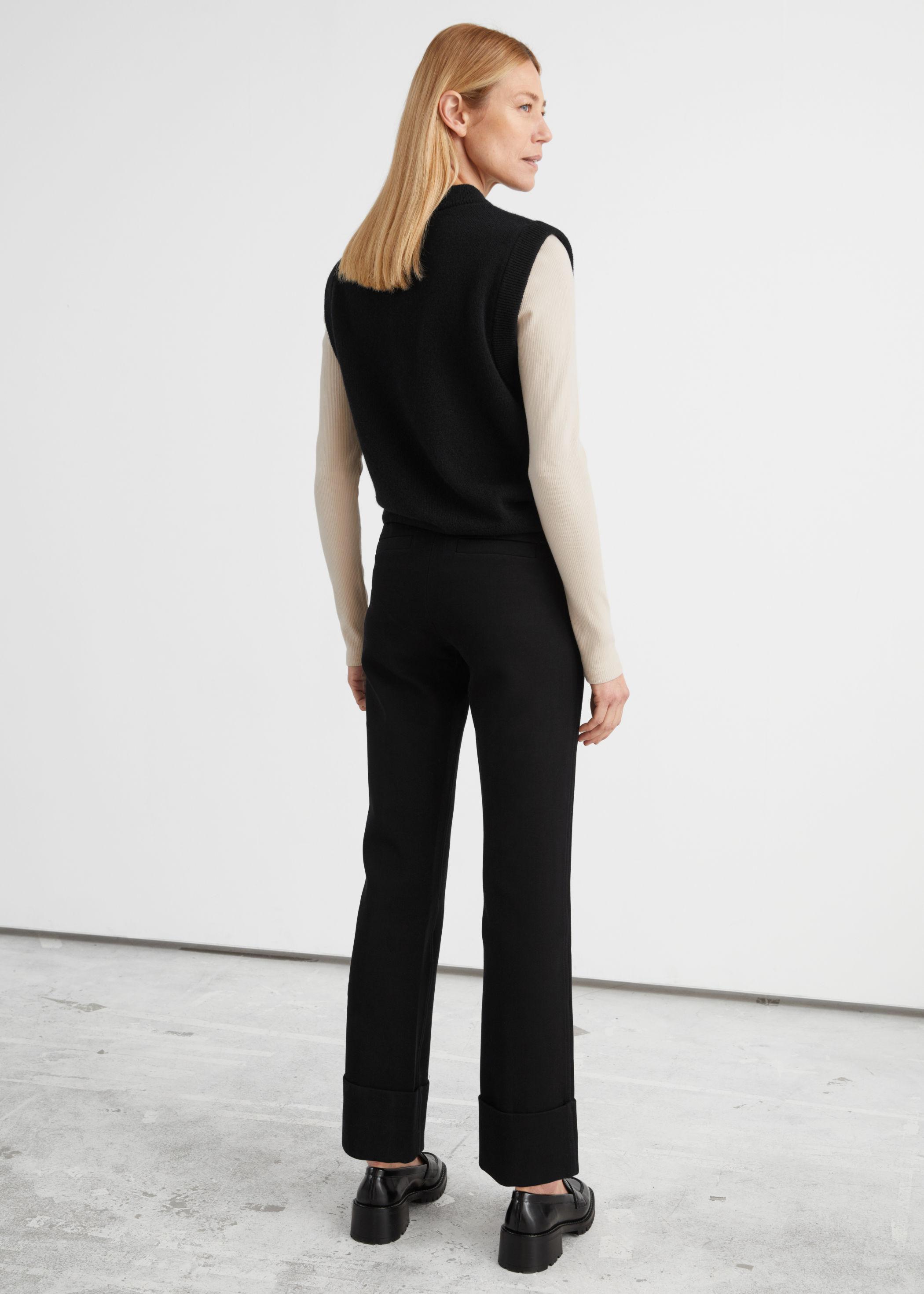 & Other Stories Cotton Tailored Kick Flare Trousers in Black - Lyst