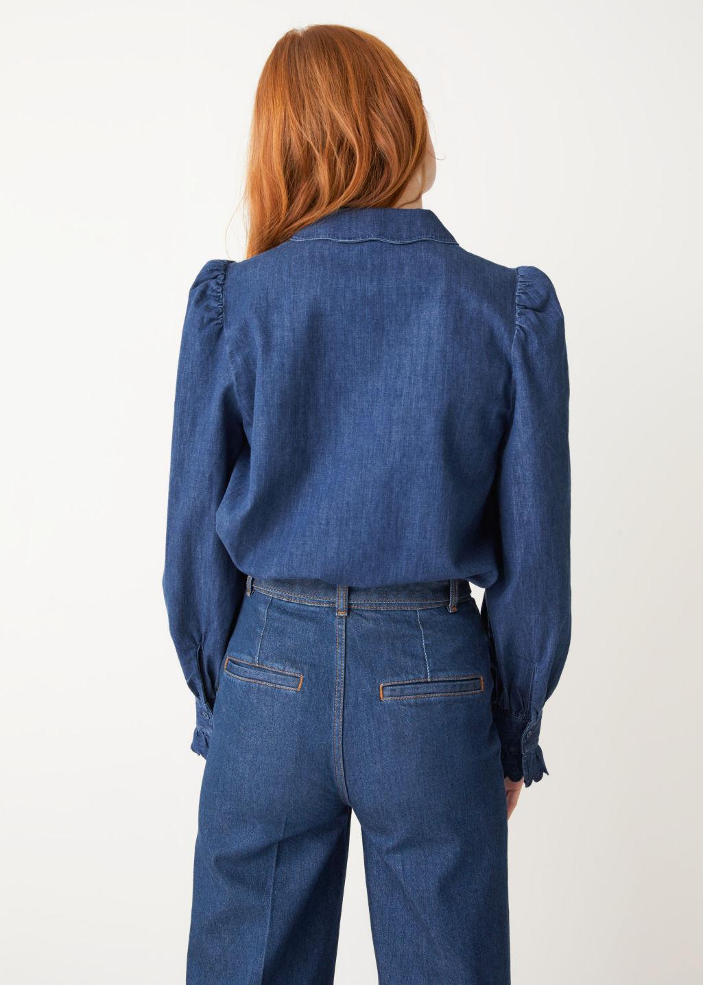 Other Stories Puff Sleeve Denim Blouse 