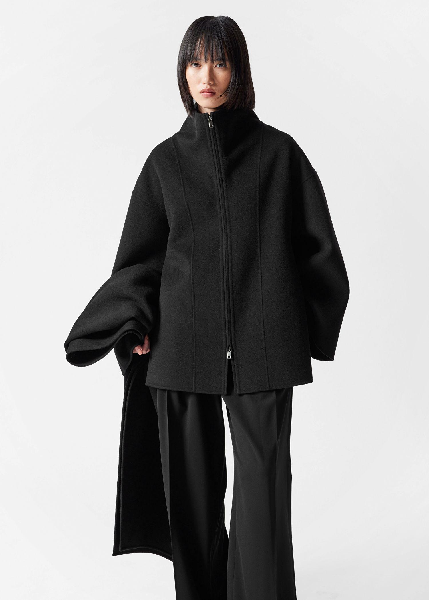 Other Stories Asymmetric Wool Cape in Black Lyst UK