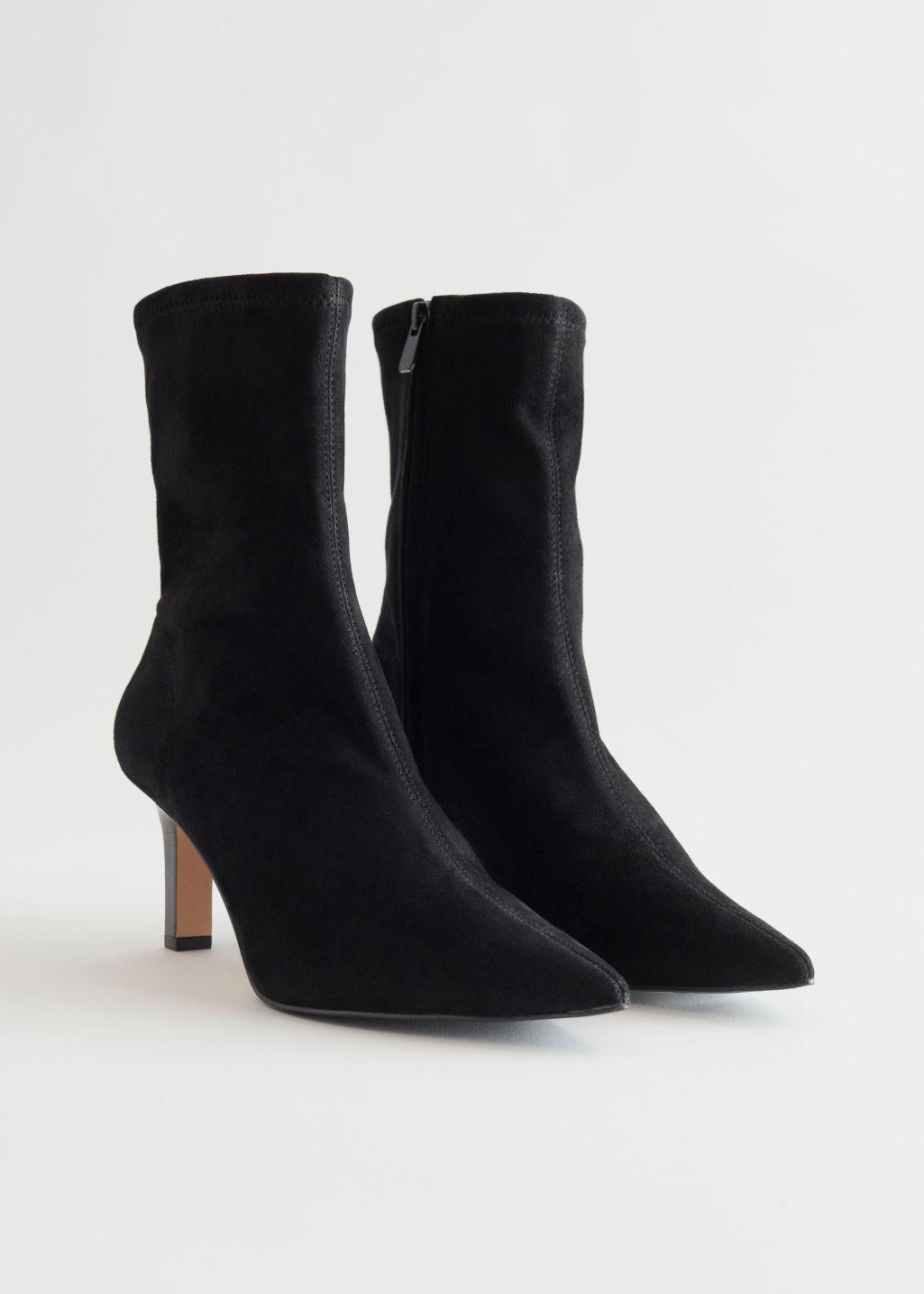 & Other Stories Pointy Suede Sock Boots in Black | Lyst