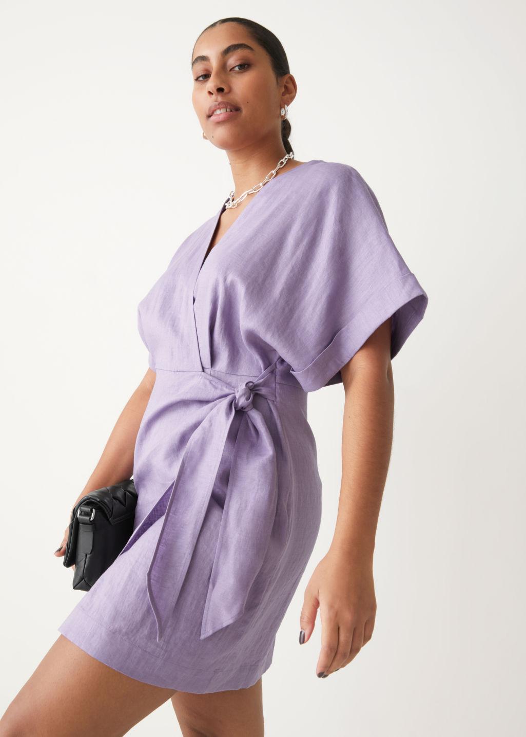 \u0026 Other Stories Linen Wrap Mini Dress 