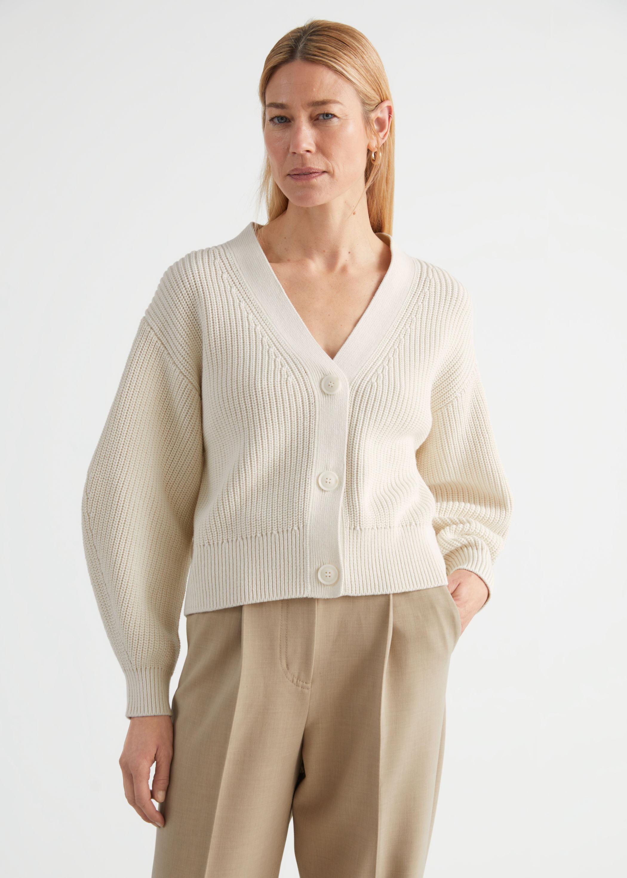 Other Stories Cropped Boxy Rib Cardigan in White Lyst