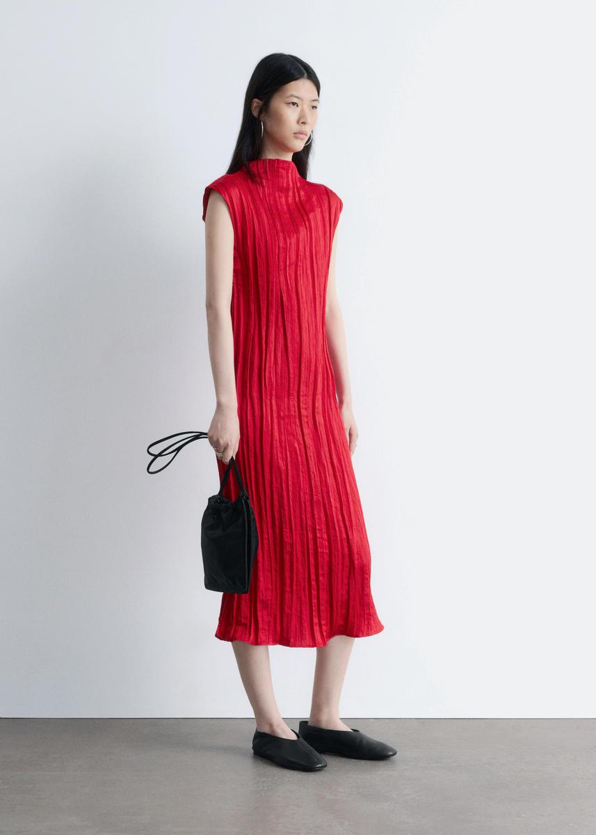 & Other Stories Crpe Midi Dress in Red | Lyst