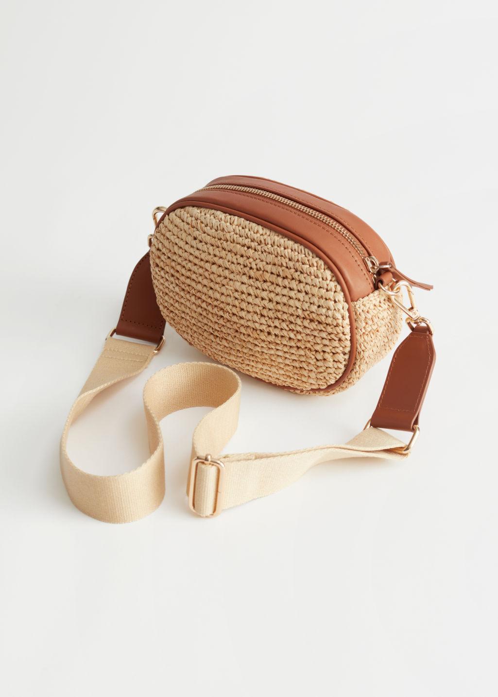 Straw Crossbody Half Moon Bag - Straw - Shoulderbags - & Other Stories