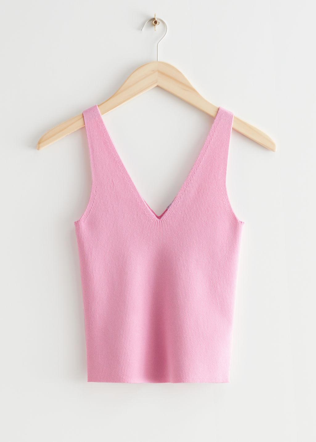 & Other Stories Rib Knit Tank Top in Pink | Lyst