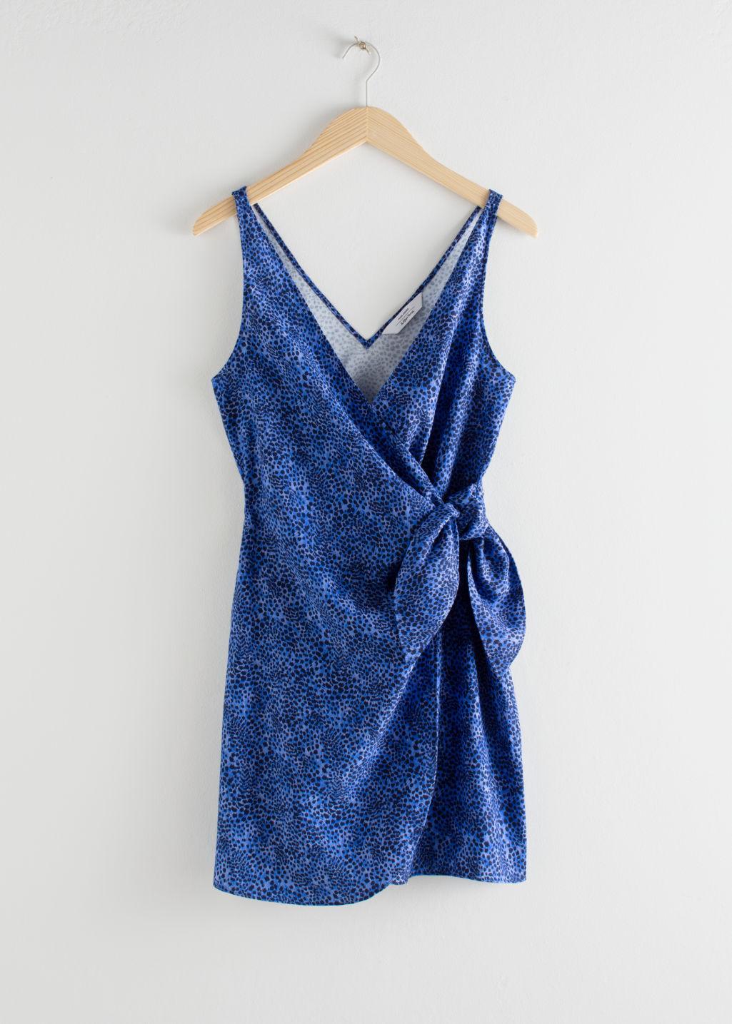 tie up mini wrap dress