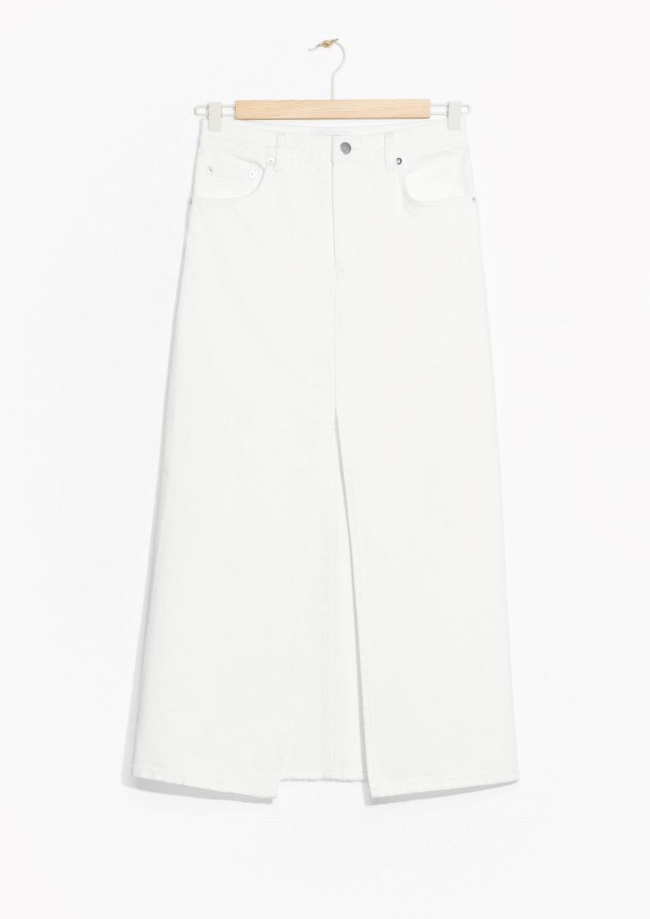 med undtagelse af undgå digtere & Other Stories Front Split Denim Skirt in White | Lyst