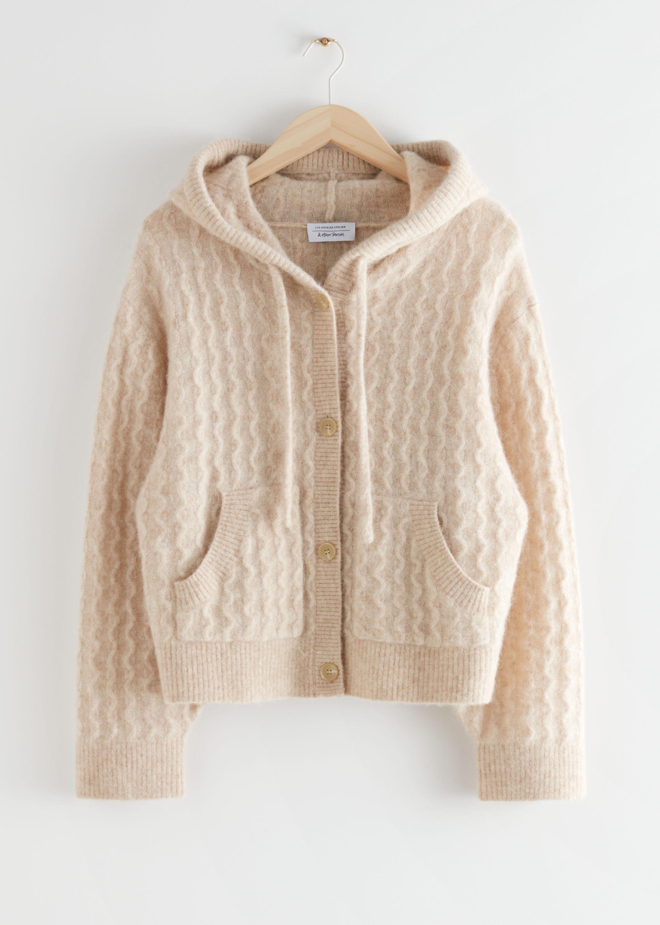 button up cable knit cardigan