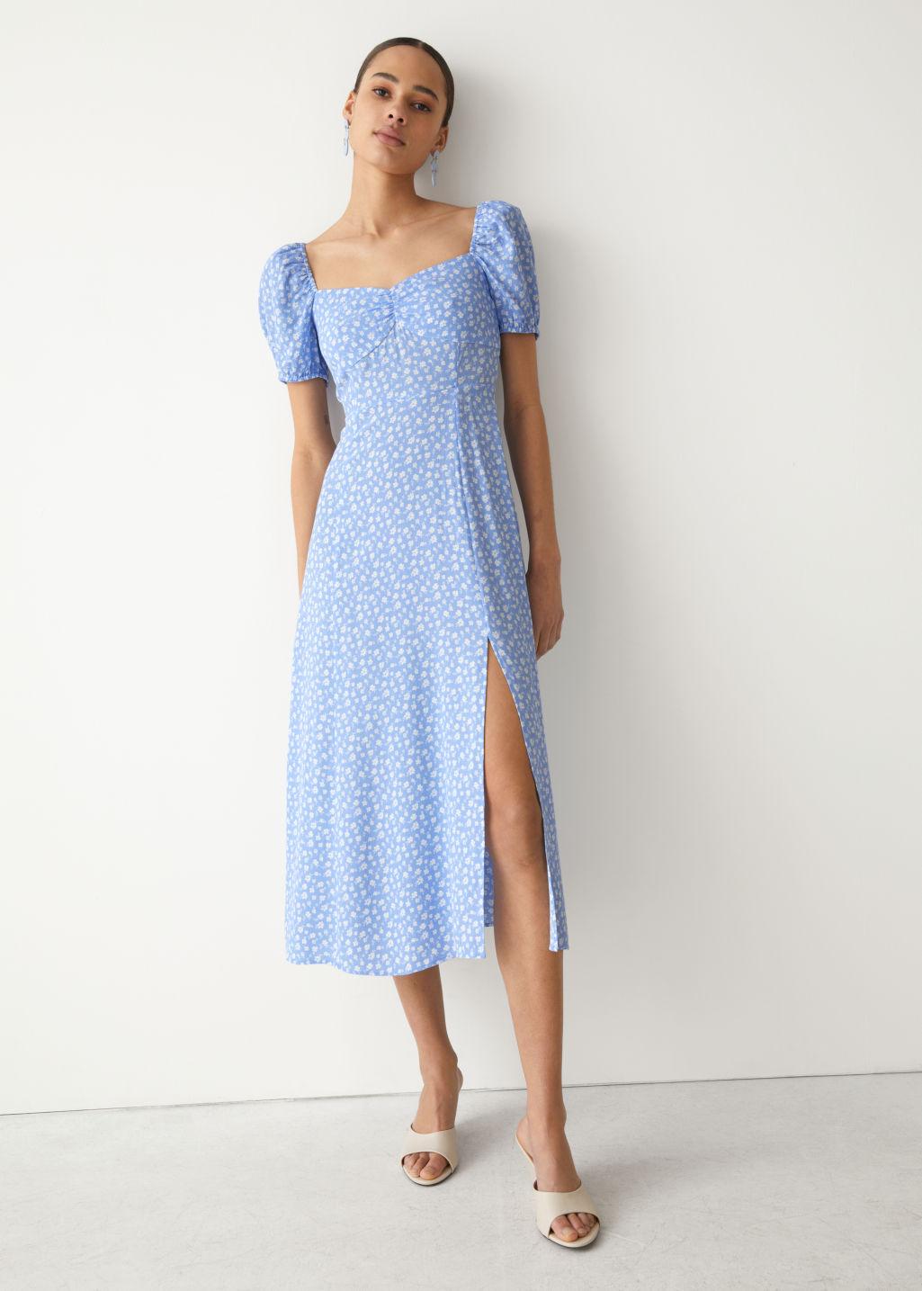 Stories Flowy Puff Sleeve Midi Dress 