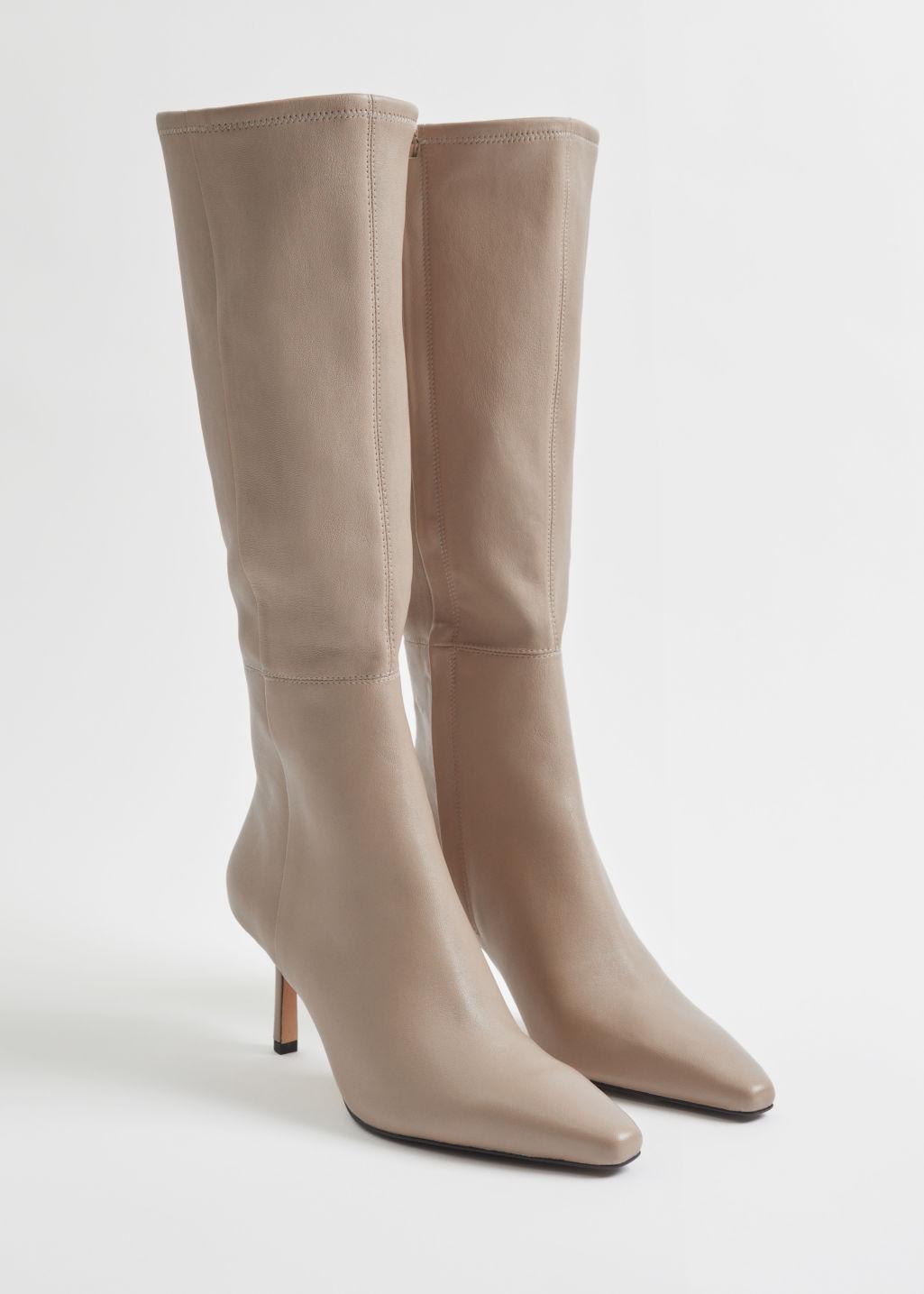 & Other Stories Knee High Leather Sock Boots in White Lyst