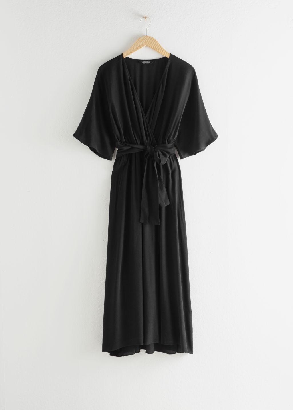 black midi wrap dress uk