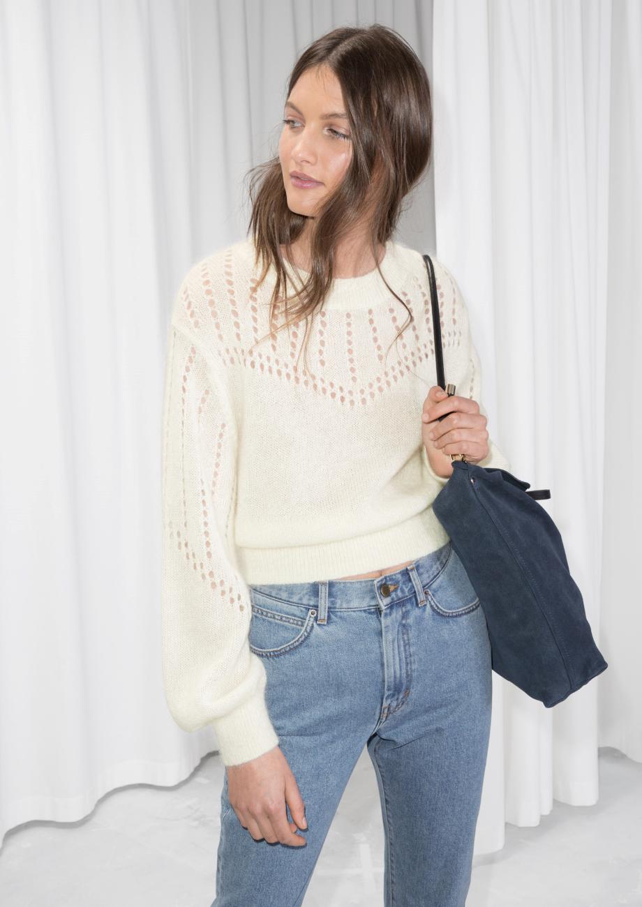 & Other Stories Synthetic Eyelet Knit Sweater - Lyst