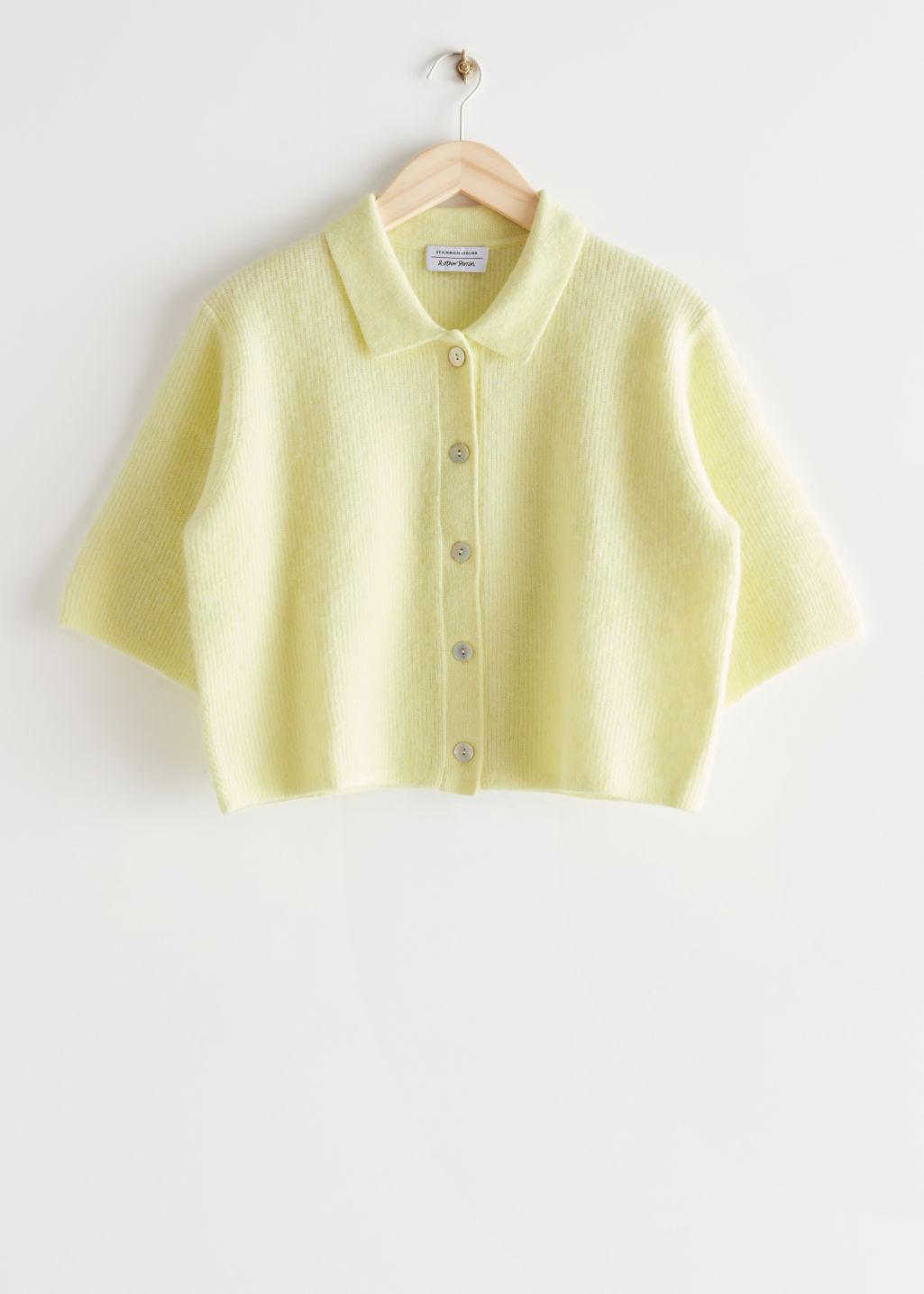 & Other Stories Cropped Collared Knit Cardigan in Yellow | Lyst