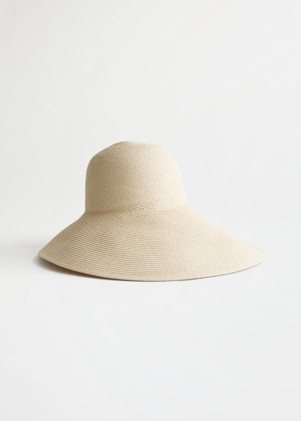 Wide Brim Straw Ribbon Hat 