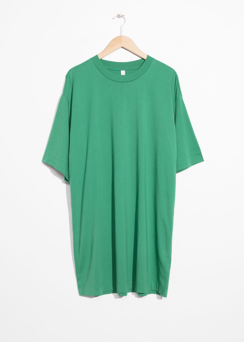 green oversized t shirt dress